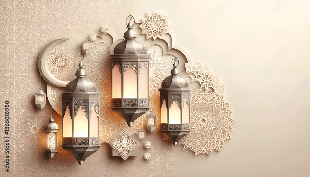Fototapeta premium Islamic festival EID greeting card design template banner background