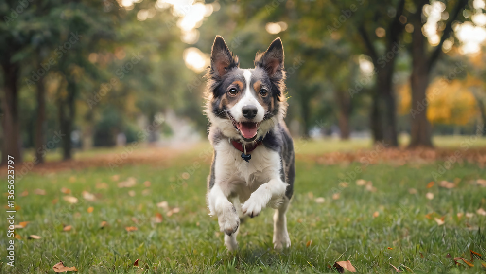 a dog running in a park a dog running in a park