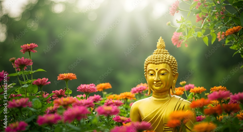 Obraz premium buddha statue in the garden