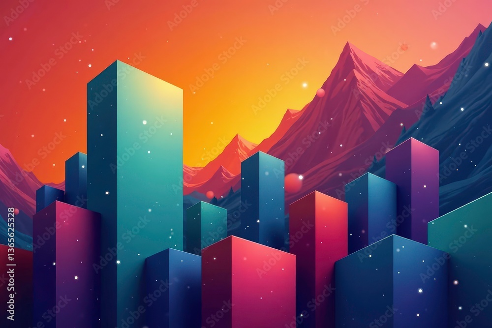 Fototapeta premium Abstract geometric shapes, vibrant color blocks, modern, colorful pattern, minimalist