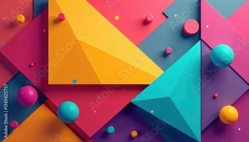 Obraz na płótnie Abstract geometric shapes, vibrant colors, modern style , digital, seamless w salonie