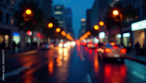 Abstract late-night city lights, blurred streaks , aesthetic, background, late