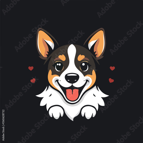 Design a logo for the dog, dog features, cute, lively, vector