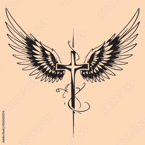 black and white tattoo design of Jesus Christ cross