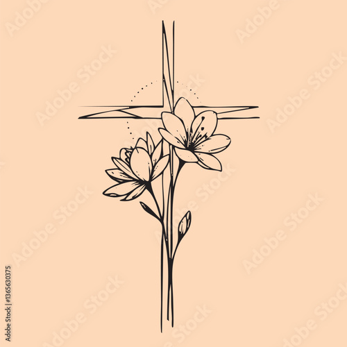 black and white tattoo design of Jesus Christ cross