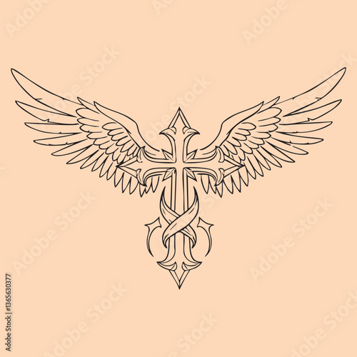 black and white tattoo design of Jesus Christ cross
