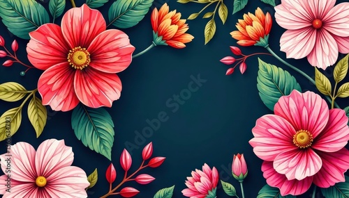 Bold, vibrant floral print with large-scale blooms , print, background