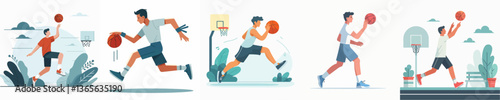 vector of young man playing basketball