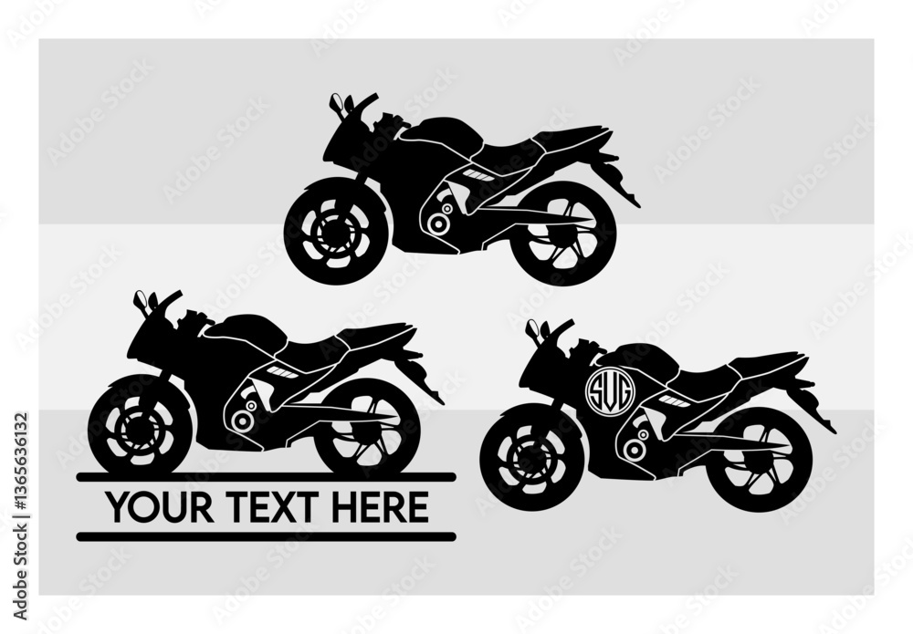 Obraz premium Motorcycle SVG, Motorcycle Silhouette, Motor Bike Svg, Chopper, Big Bike Svg, Motor cycle Svg, Classic Motorcycle, Motorbike, Vector, Motorcycle Png, Motorcycle Monogram, Split Monogram, Circle