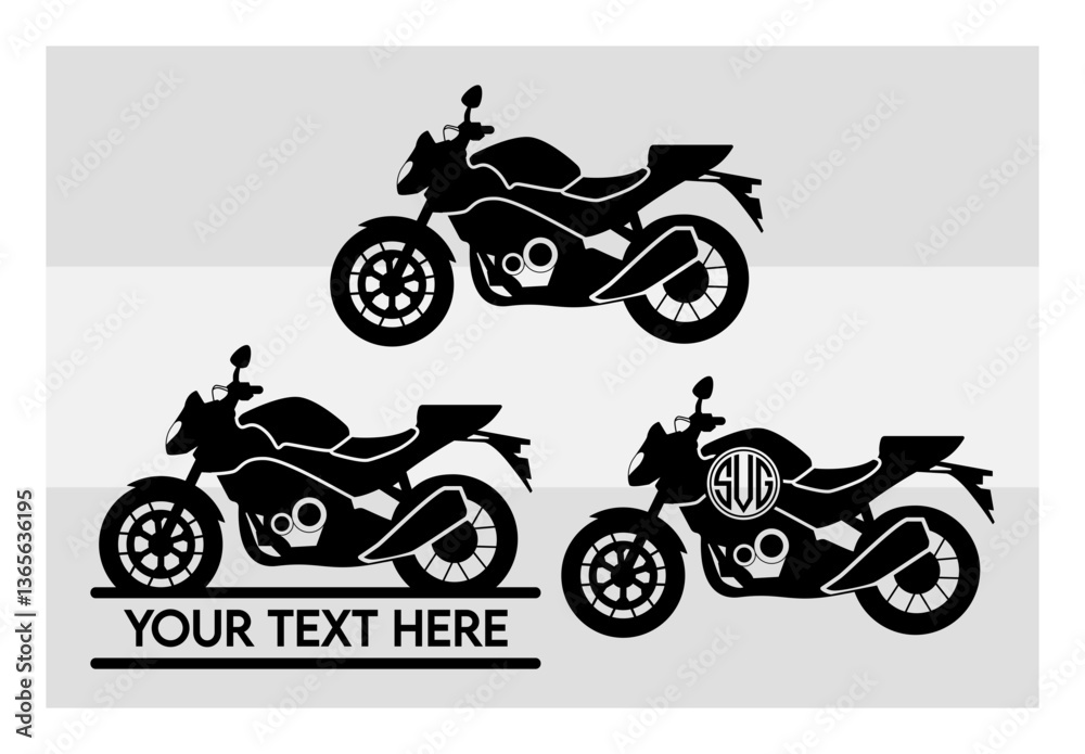 Obraz premium Motorcycle SVG, Motorcycle Silhouette, Motor Bike Svg, Chopper, Big Bike Svg, Motor cycle Svg, Classic Motorcycle, Motorbike, Vector, Motorcycle Png, Motorcycle Monogram, Split Monogram, Circle