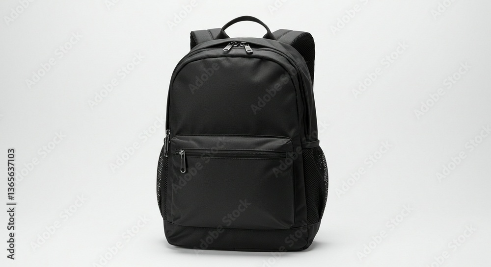 Fototapeta premium Black backpack with clear white background