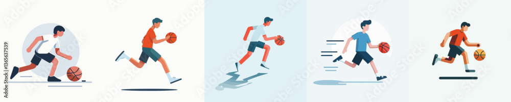 Obraz premium vector of young man playing basketball