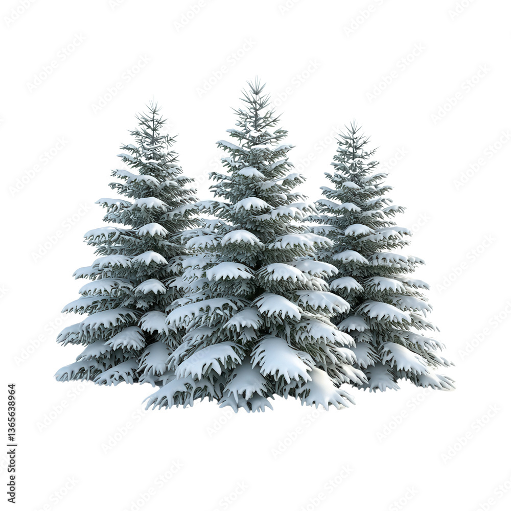 Fototapeta premium Snow-covered evergreen trees against a dark background.