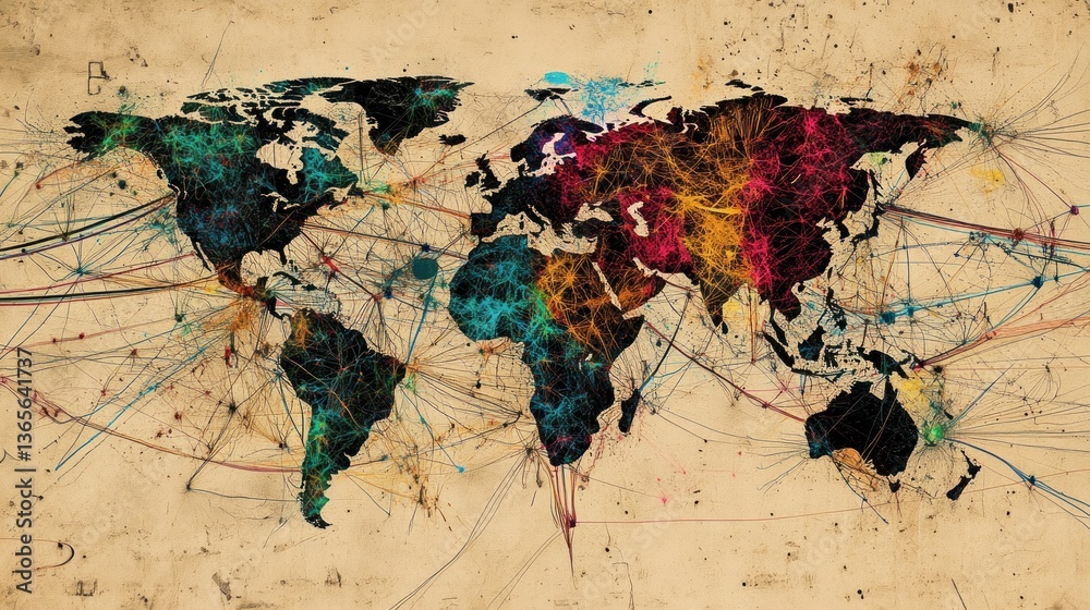 Naklejka premium Interconnected regions of the globe with isolated background