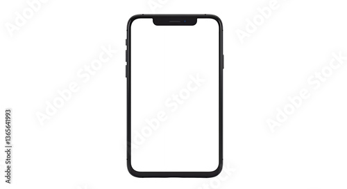Isolated Black Smartphone with Blank Screen for App or Website Mockup