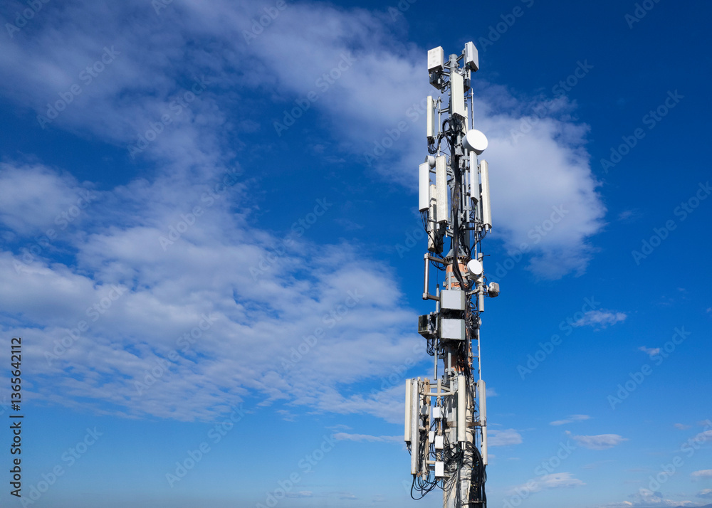 Telecommunications antenna: cell phone signal repeater towards the sky. Telecommunications antenna: cell phone signal repeater towards the sky.