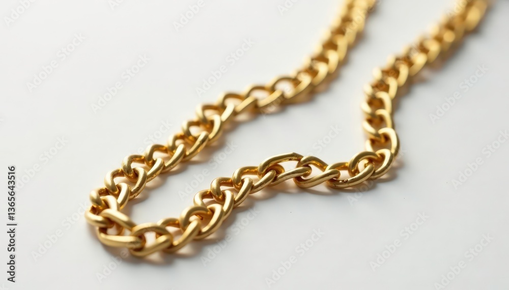 Close-up shot of a single gold hip hop chain on white , gold, detail