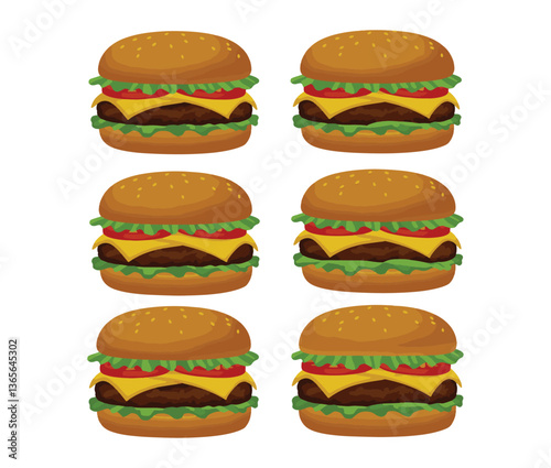Juicy hamburger icon with appetizing layers of fresh produce melted cheese and a soft bun in a delicious graphic