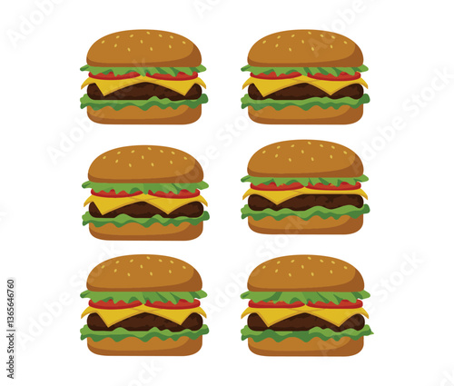 Appetizing cheeseburger graphic highlighting crispy lettuce tomato and gooey cheese in a delicious food illustration