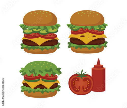 Savory Fast Food Cheeseburger Set