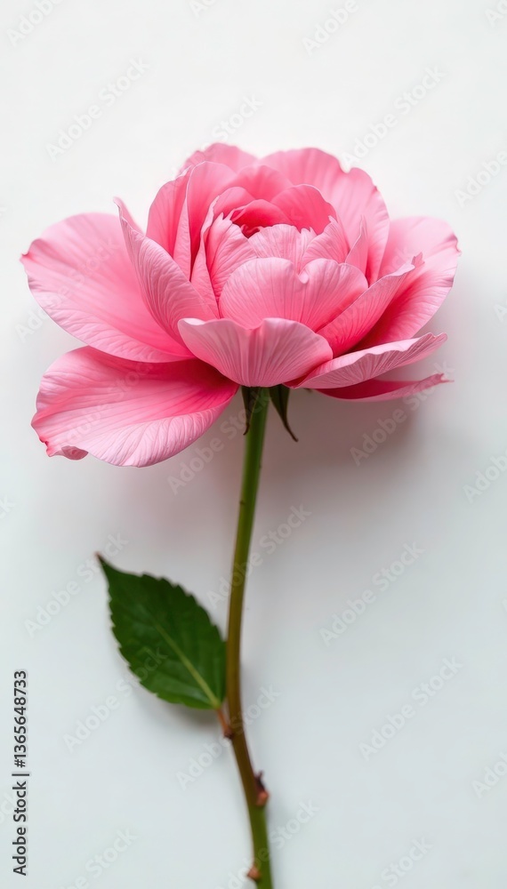 Delicate flower petals unfurl on a clean white surface, petal, botanical Delicate flower petals unfurl on a clean white surface, petal, botanical