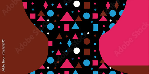 A faceless silhouette filled with a chaotic arrangement of geometric shapes in a mesmerizing mix of primary and secondary colors.