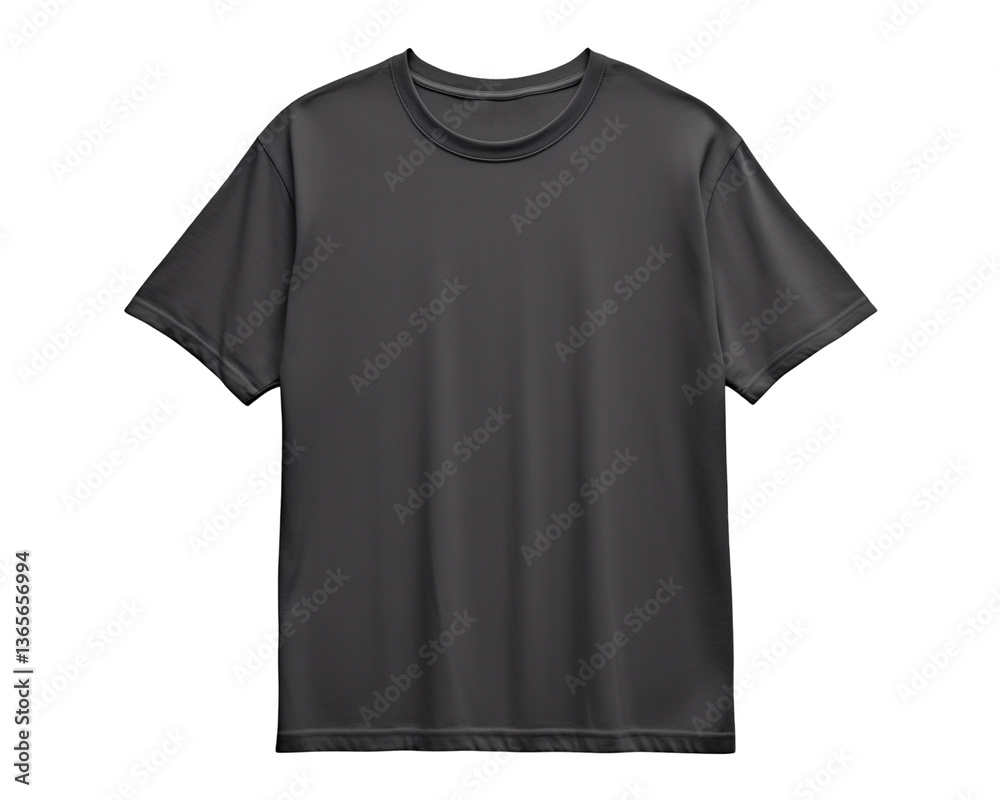 Plain dark gray t-shirt mockup on transparent background for showcasing apparel design, fabric texture, and product presentation simplicity Plain dark gray t-shirt mockup on transparent background for showcasing apparel design, fabric texture, and product presentation simplicity