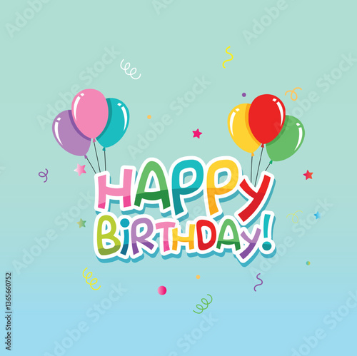 Colorful Birthday wish card, Birthday Poster, sky blue birthday card