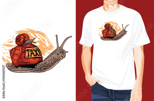 Snail taxi t-shirt design