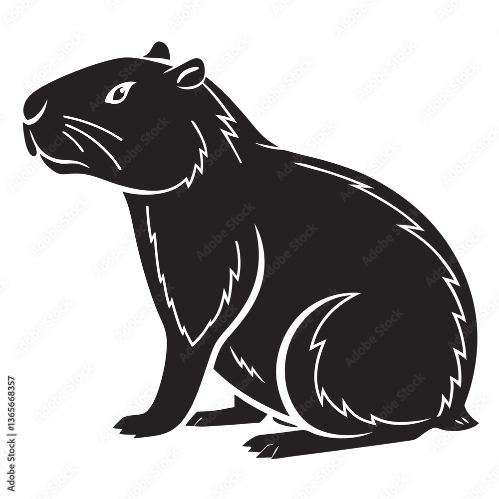 Obraz premium capybara silhouette black vector