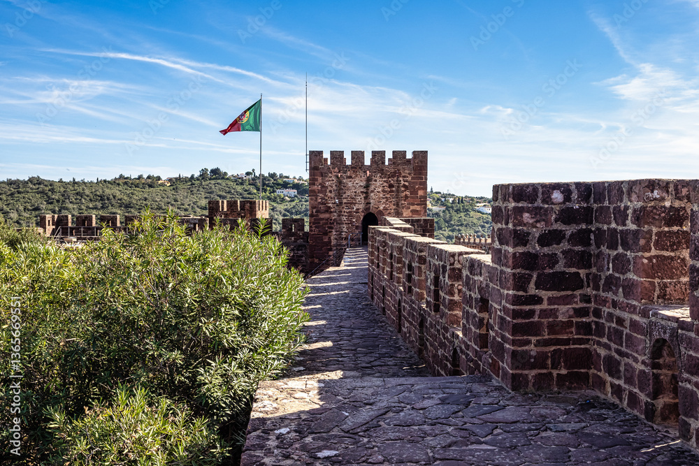 Silves Castle in the South of Portugal in the Algarve region