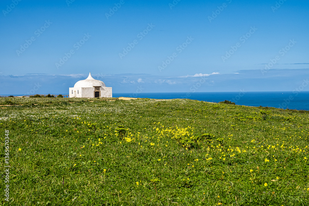 Ermida da Memoria, Memory Hermitage Chapel of the Nossa Senhora do Cabo Sanctuary, Espichel Cape, Sesimbra, Portugal.