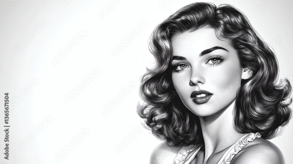 Fototapeta premium A captivating portrait of a woman with a vintage style and elegant features