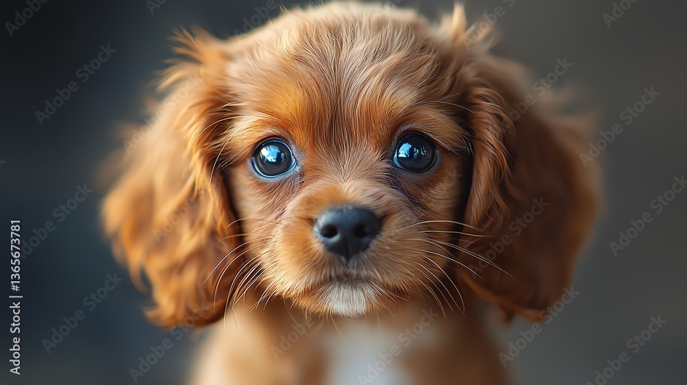Naklejka premium Cute puppy with big eyes and floppy ears.
