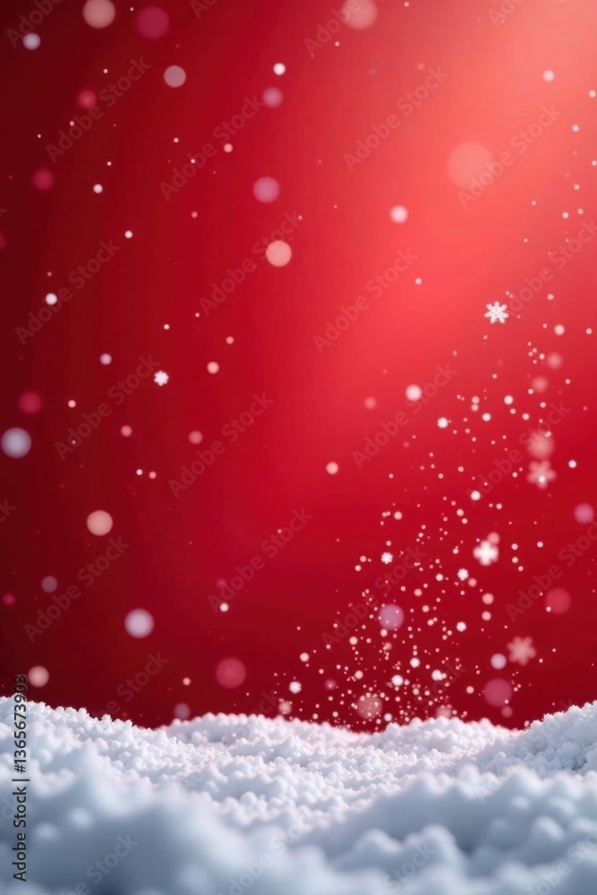Snowflakes gently fall on a red gradient background amidst falling snow, creating a serene winter scene, red gradient, snowy landscape, snowflake Snowflakes gently fall on a red gradient background amidst falling snow, creating a serene winter scene, red gradient, snowy landscape, snowflake