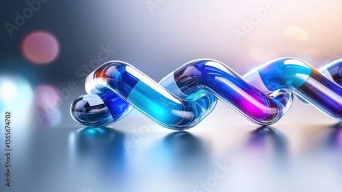 Abstract Blue Purple Glass Helix 3d Render