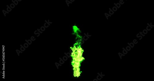 Green magic flames fire fantasy motion effect on black backgrounds rendering