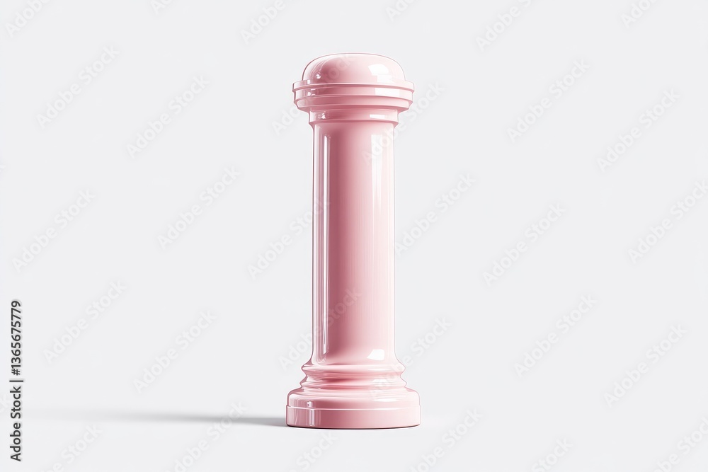 Pink pillar, elegant and modern. A vertical, smooth, pastel pink column with a rounded top and base Pink pillar, elegant and modern. A vertical, smooth, pastel pink column with a rounded top and base
