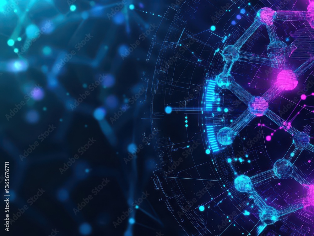 Obraz premium Vibrant Blue and Pink Abstract Background with Illuminated Circles Creating a Dreamy and Artistic Atmosphere Perfect for Creative Projects and Designs