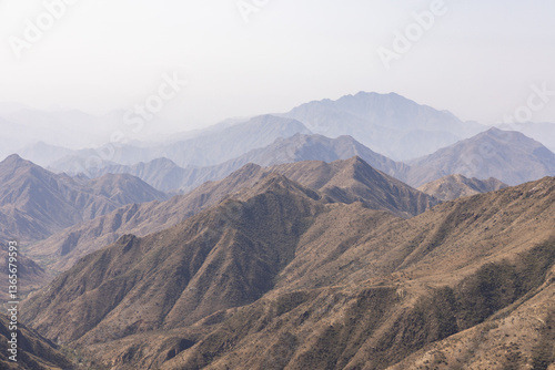 Landscape with mountains in the area of Abha in Saudi Arabia