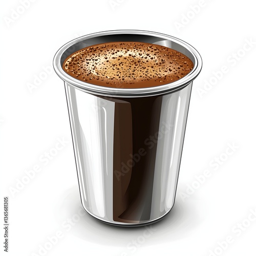 Filter coffee in a steel tumbler isolated on white vector art style