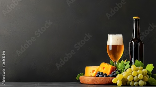 A digital painting subscription gift box featuring Beer, cheese, grapes in a dark glass, perfect for gifting