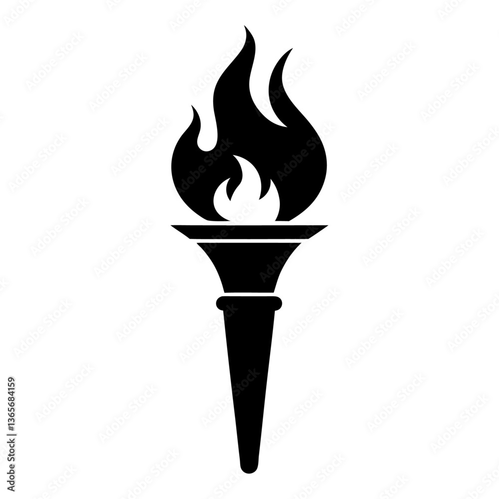 fire Torch silhouette on white background fire Torch silhouette on white background