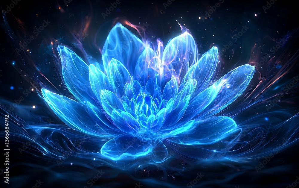 Fototapeta premium Glowing Lotus in Cosmic Space