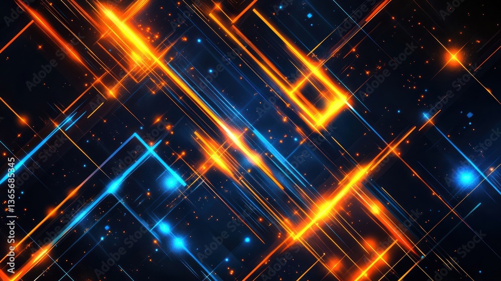 Obraz premium Abstract glowing lines, digital art, futuristic background, possible use for technology presentation