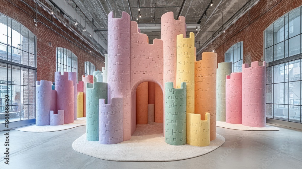 Naklejka premium Colorful foam castle exhibit