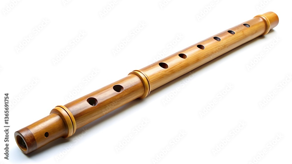 Naklejka premium bamboo wind instrument like flute on white background 