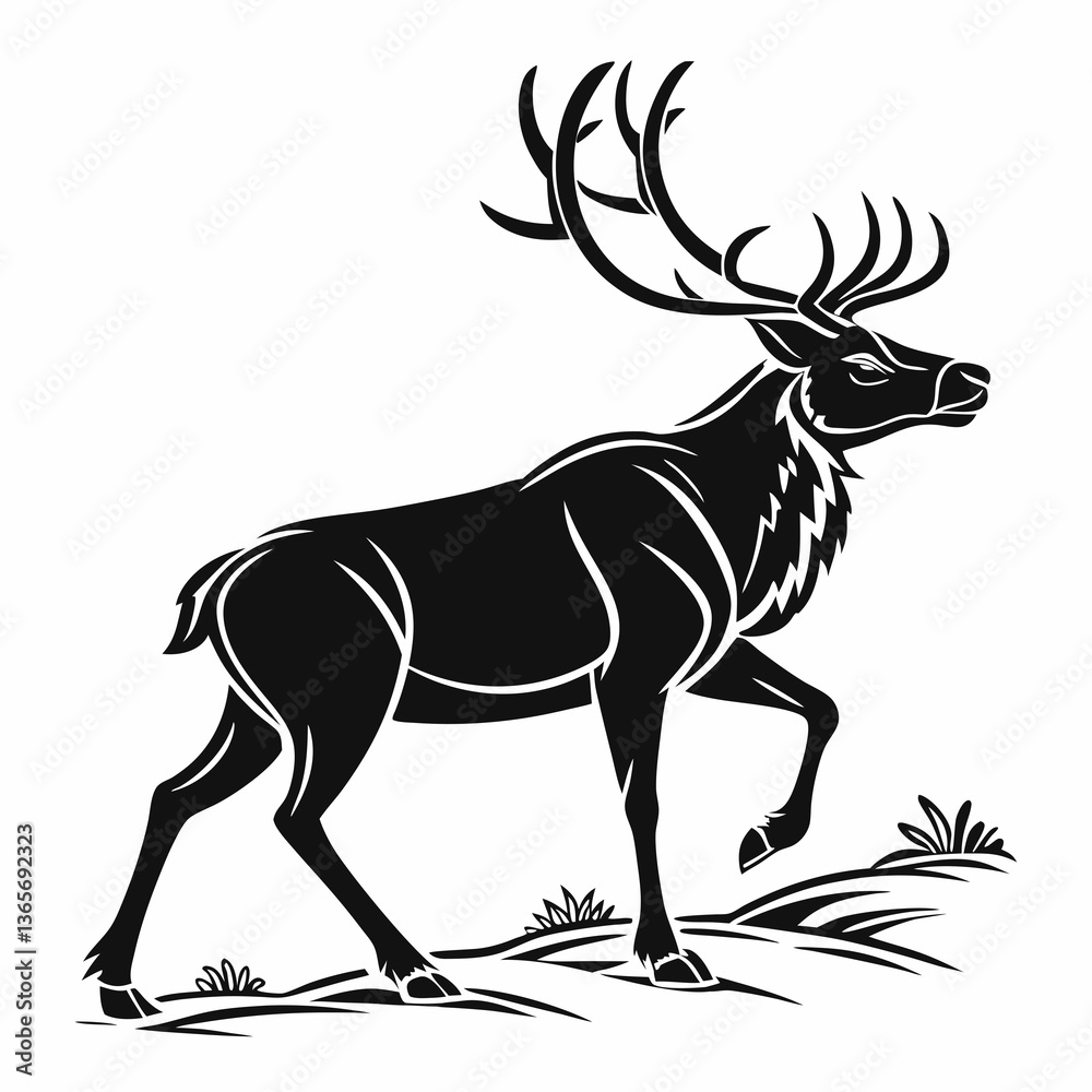 Fototapeta premium caribou sihouette black vector
