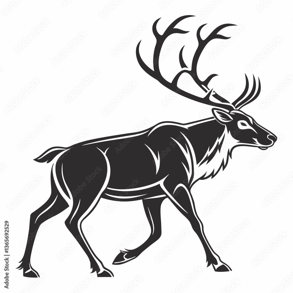 Fototapeta premium caribou sihouette black vector