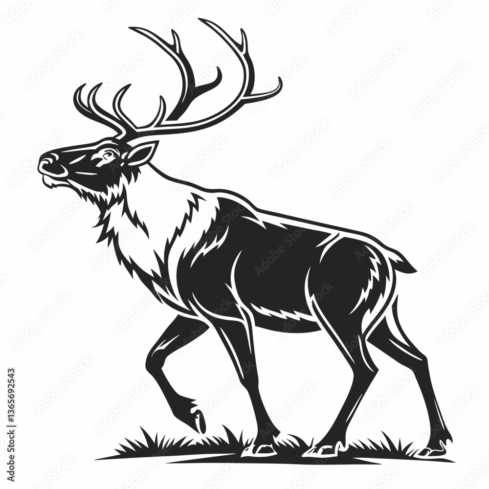 Fototapeta premium caribou sihouette black vector